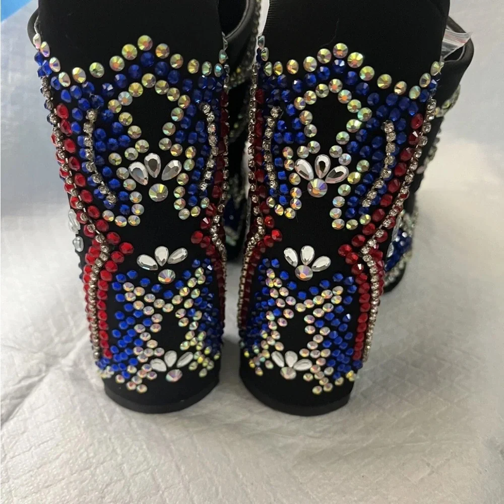 Azalea Wang Black and Multicolor Embellished Heels - Picture 4 of 10